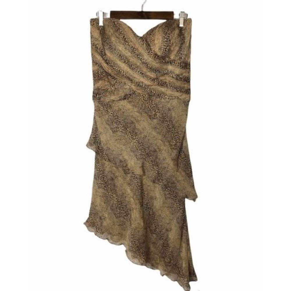 Vintage Chetta B Leopard Print Layered Silk Dress L